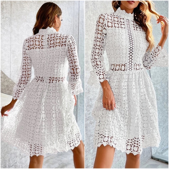 Luxurious Ruffle Sleeve Lace Party Holiday Evening Dress - Picture 15 of 15